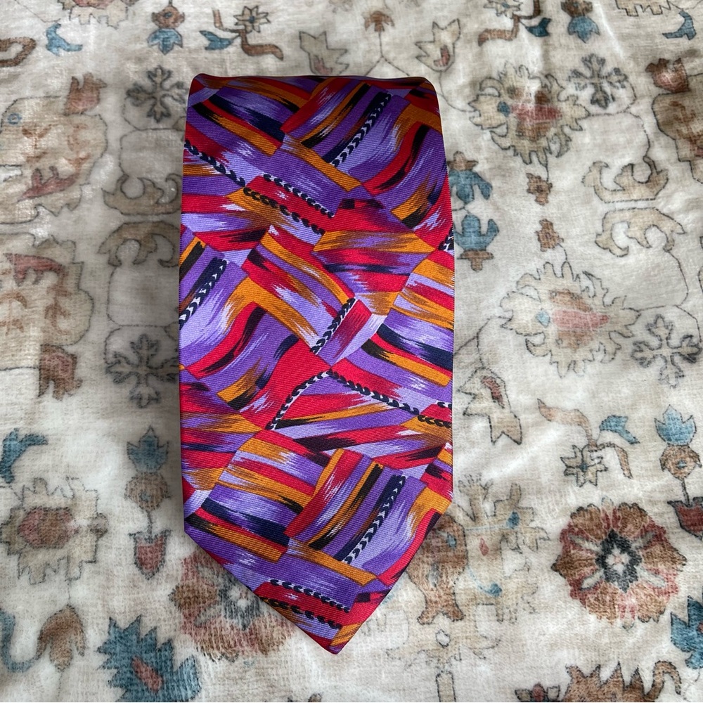 Missoni Silk Red and Purple Patterned Tie